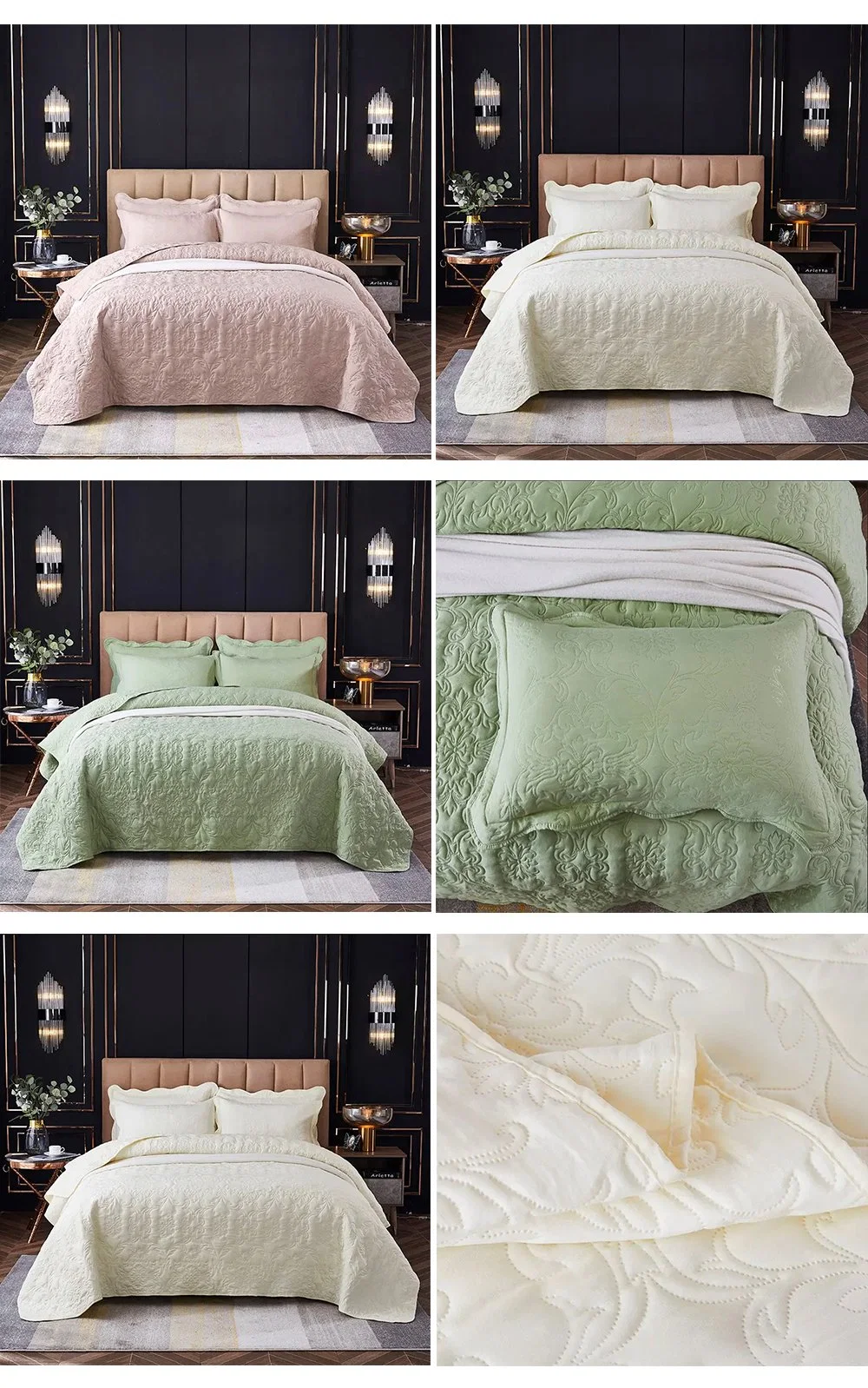 Ultrasonic Embossing Home Use Wholesale King Size Chinese Sets Competitive Price Baby and Adult Luxury Fabric Cotton Summer or Winter Quilted Bedding Bedspread